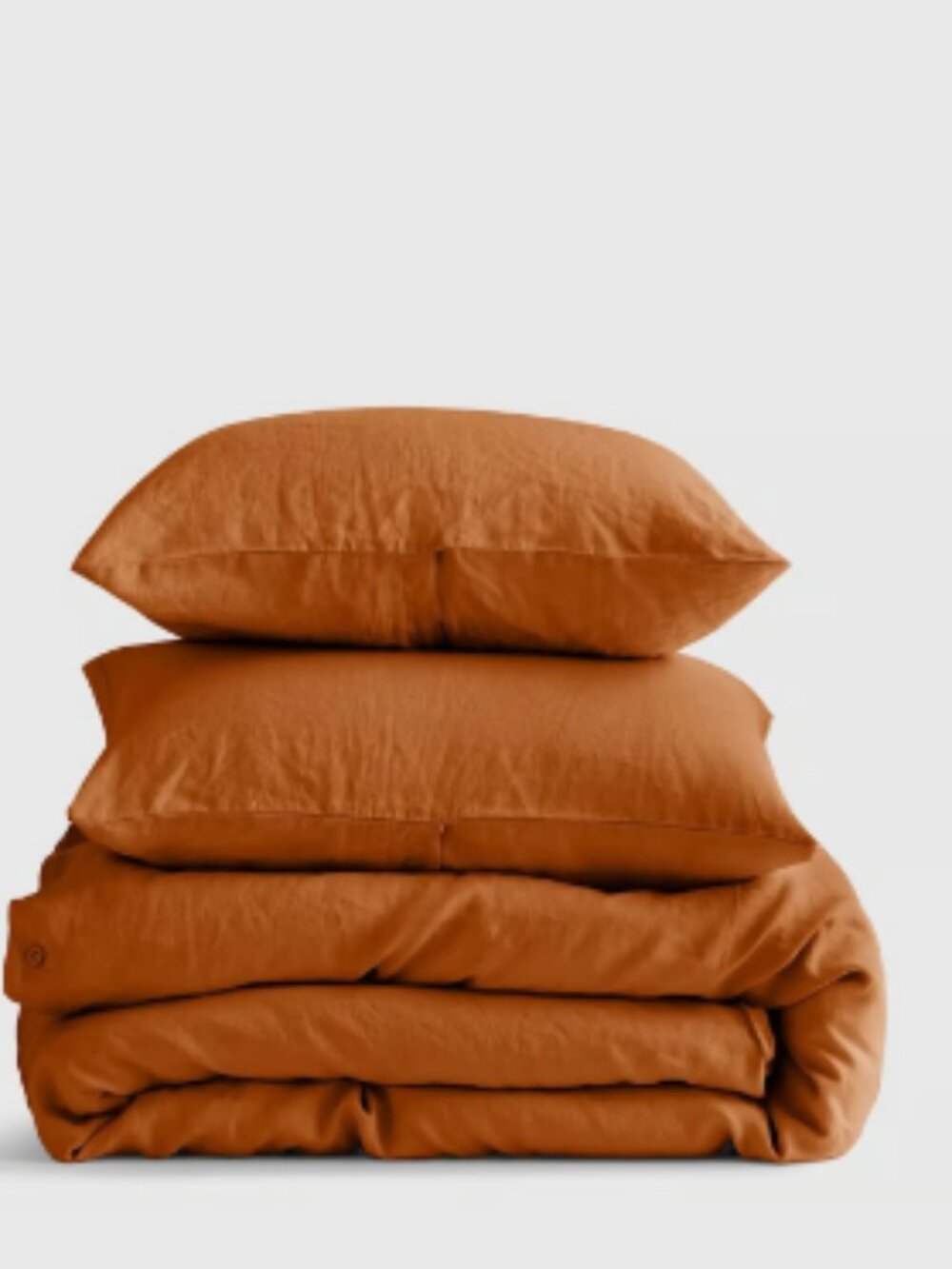 Quince Terracotta King/Cal King European Linen Duvet Cover Set. 2 Shams. FLAW